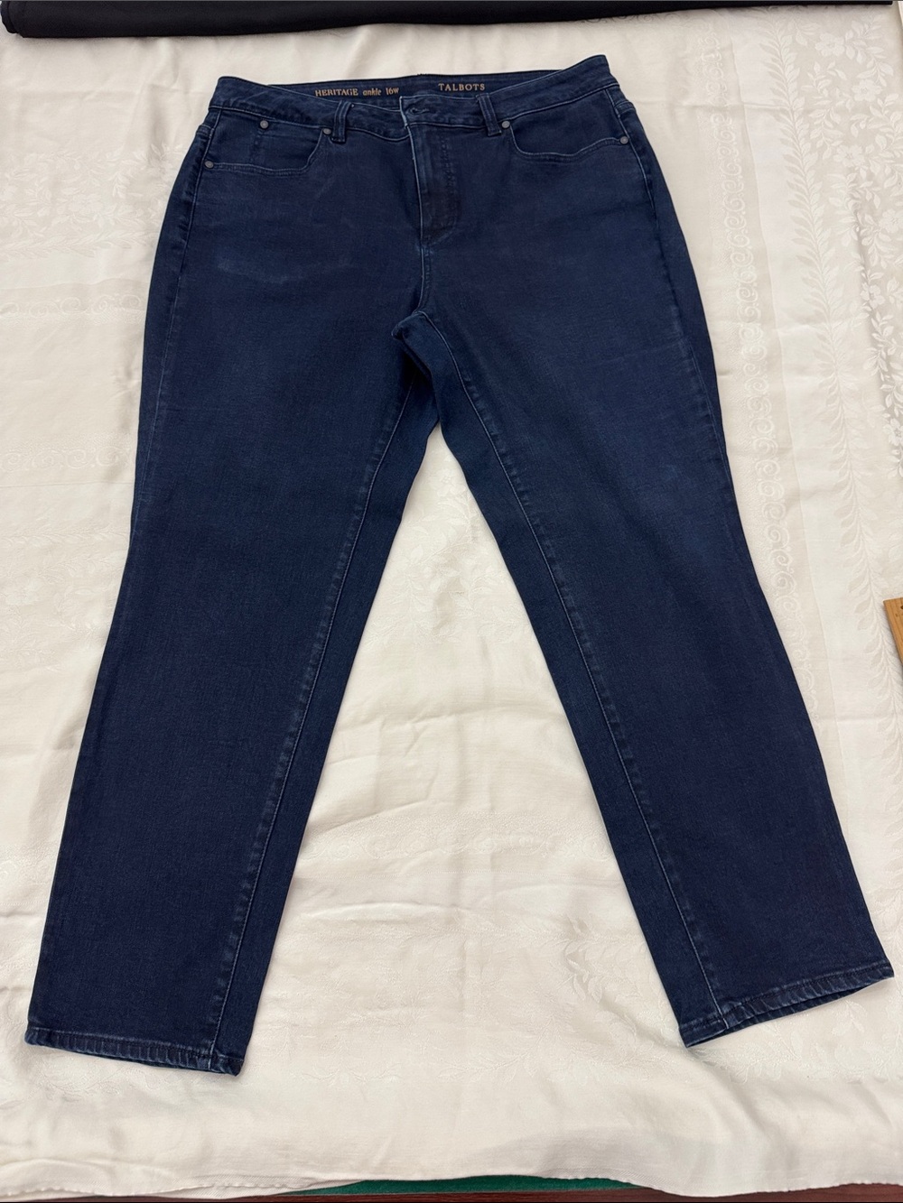 Talbots Heritage Navy dark wash ankle Straight-Leg Stretch denim Jeans (mlb)